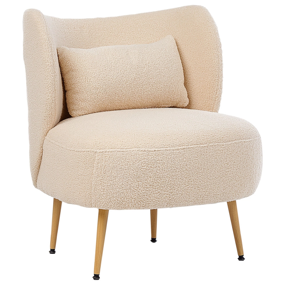 Poltrona da salotto con schienale curvo  boucle beige stile glam elegante soggiorno