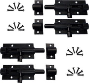 4 pezzi di guarnizione di scorrimento, guarnizione di scorrimento in acciaio inossidabile con chiusura, maniglia di scorrimento, profilo in alluminio, con viti, per cancellata di giardino, bagno, serra, toilette (nero)