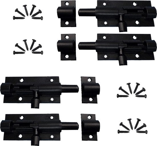 4 pezzi di guarnizione di scorrimento, guarnizione di scorrimento in acciaio inossidabile con chiusura, maniglia di scorrimento, profilo in alluminio, con viti, per cancellata di giardino, bagno, serra, toilette (nero)