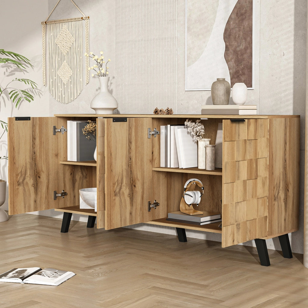 Credenza con 4 ante e ripiani regolabili per soggiorno; camera da letto e sala da pranzo; legno; 160;5 × 35;5 × 78 cm