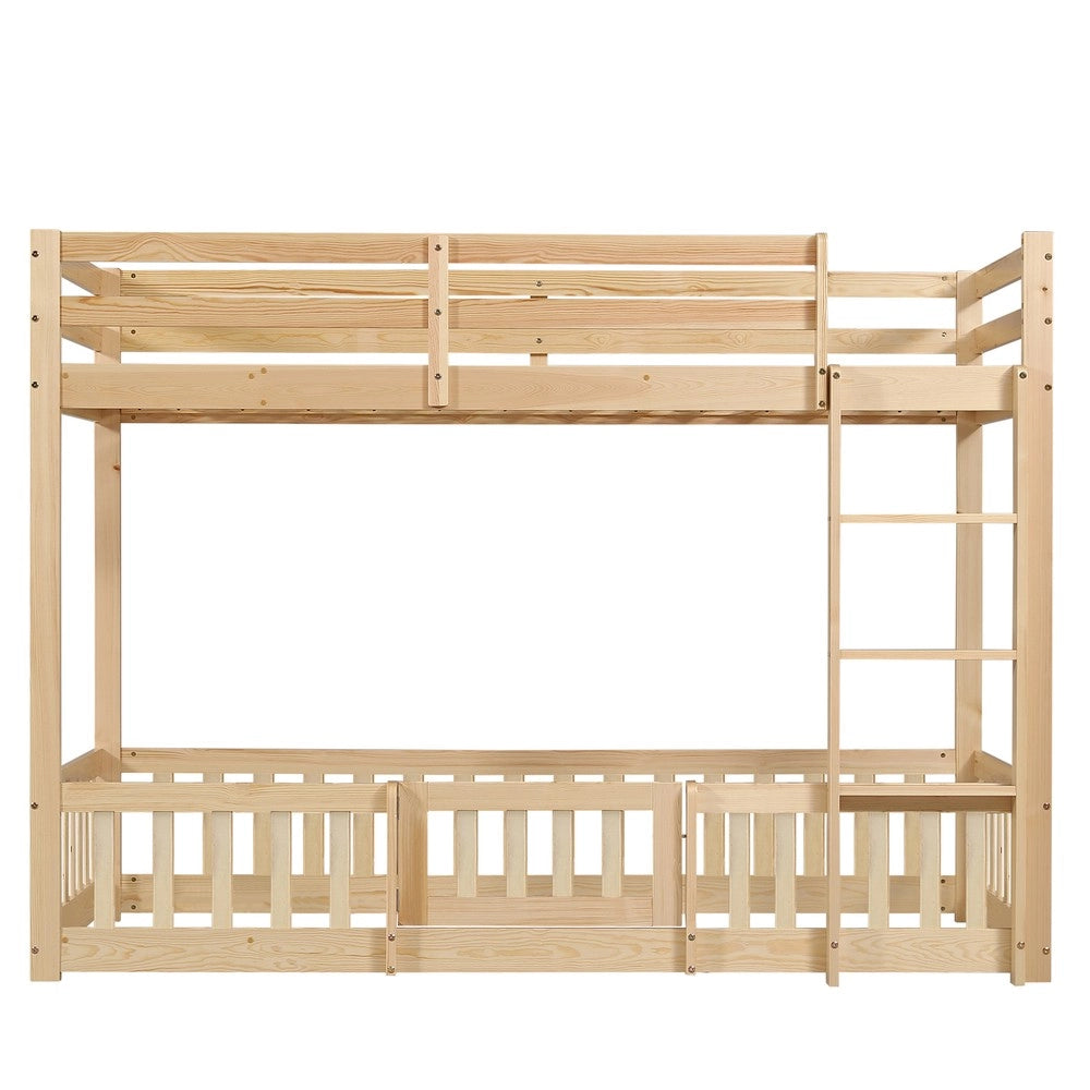 Letto a Castello in Legno di Pino con Scala e Protezione ¨C Xylo ¨C Naturale 90x200