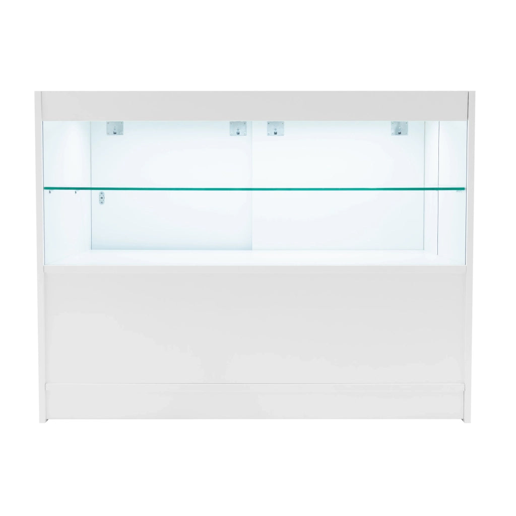 Bancone LED Bianco C1200 con 2 Ripiani a Vista e 1 Chiuso, Vetrina