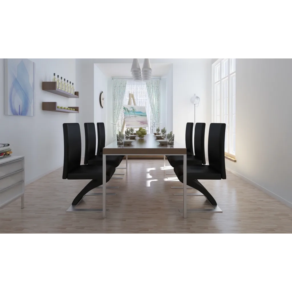 Sedie da Pranzo 6 pz Nere in Similpelle cod mxl 23525