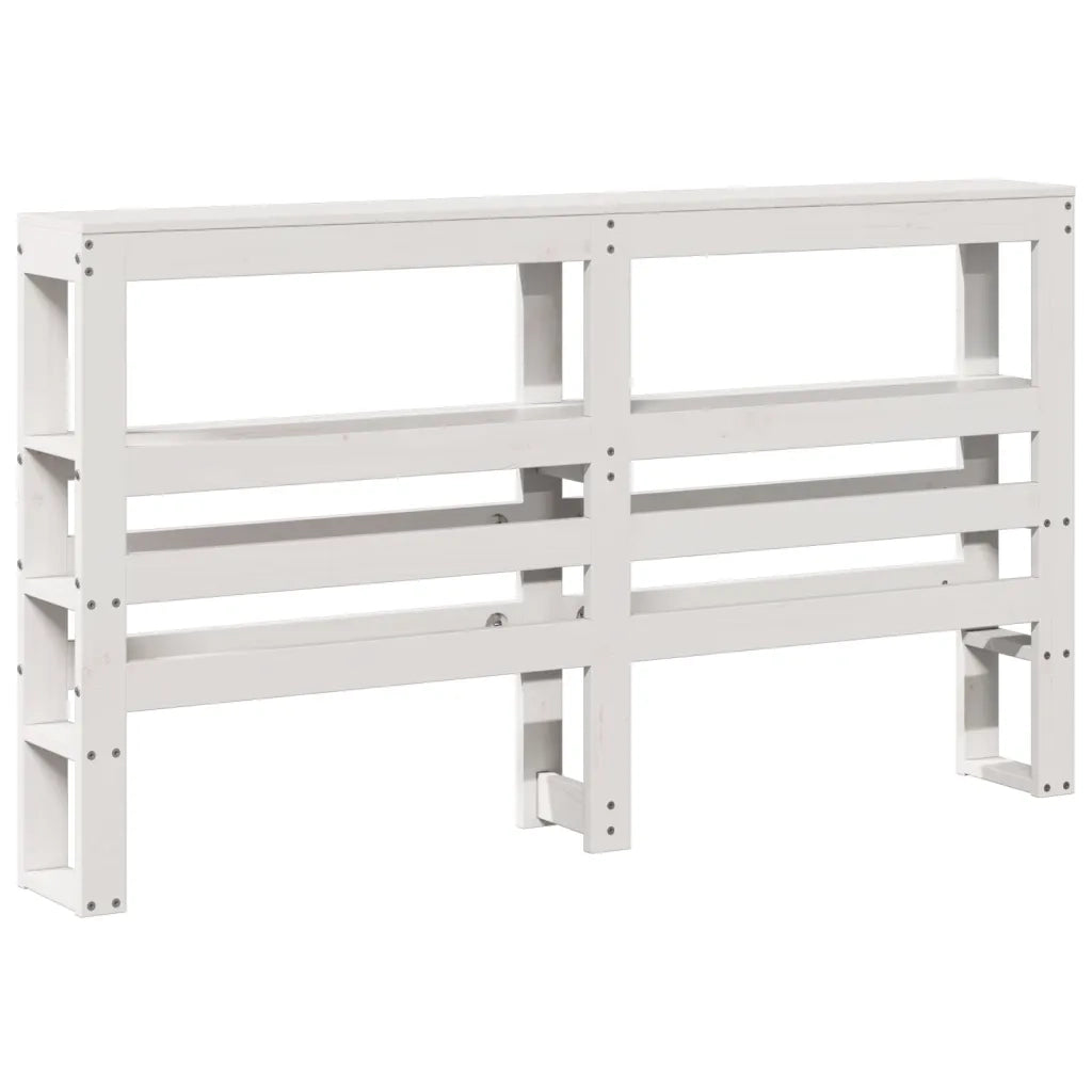 Testiera con Ripiani Bianca 140 cm in Legno Massello di Pino