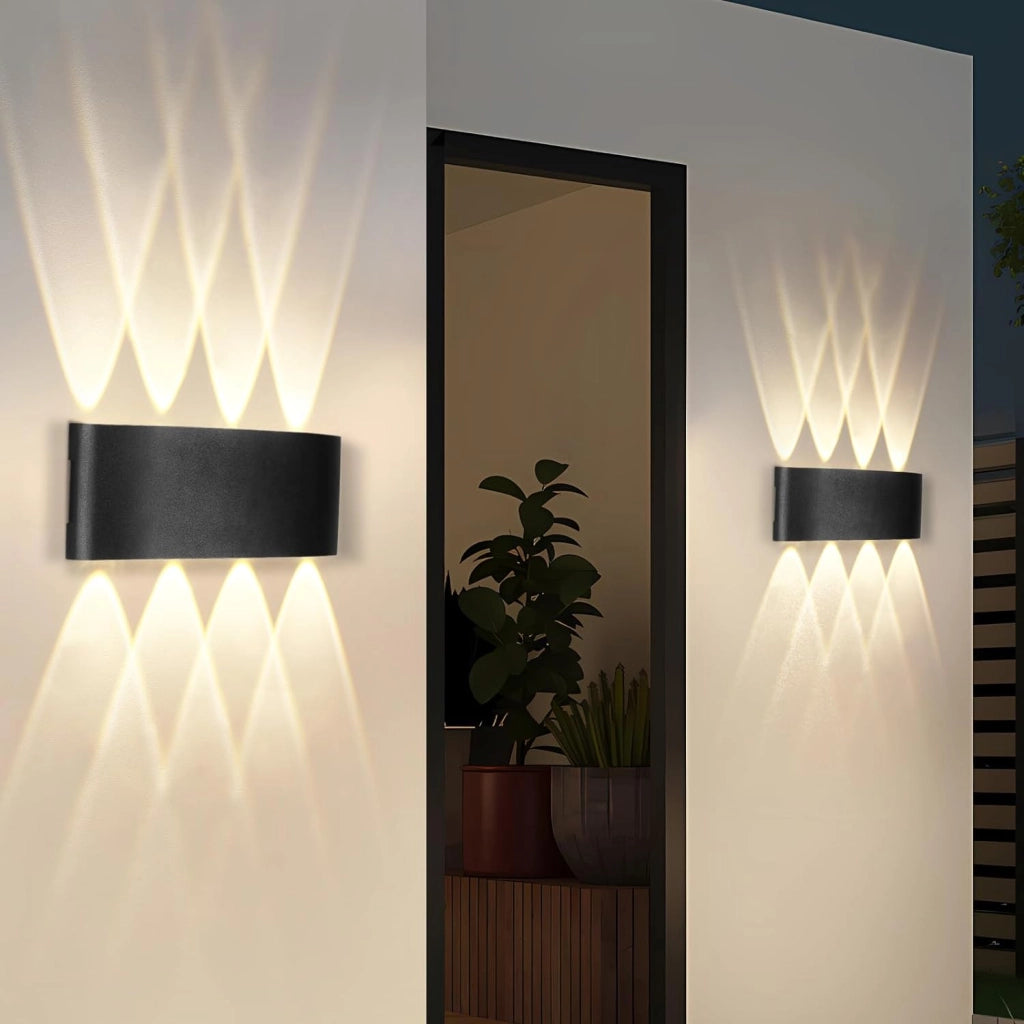 ZMH Lampada da parete a LED per interni set di 2 lampade da parete per esterni nere up down applique da esterno 7W IP65