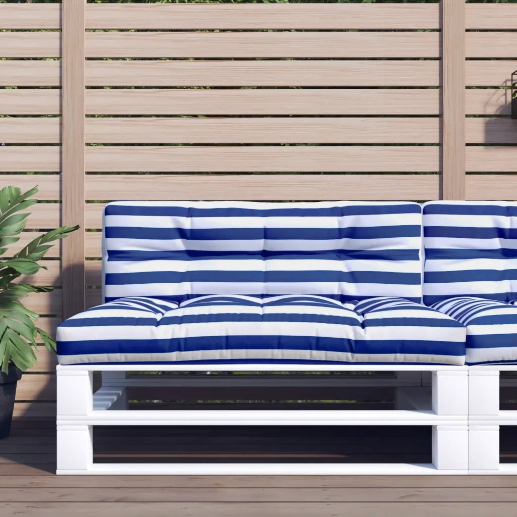 Cuscino per pallet | Cuscini per sedie Strisce Bianche e Blu 120x40x12cm Tessuto