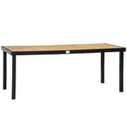 Tavolo da Giardino per 8 Persone in Alluminio, Tavolo da Esterno in Plastica per Terrazzo e Balcone, Nero e Color Legno