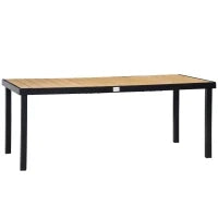 Tavolo da Giardino per 8 Persone in Alluminio, Tavolo da Esterno in Plastica per Terrazzo e Balcone, Nero e Color Legno
