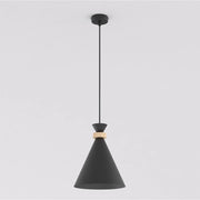 Lampada a sospensione ZERO in acciaio nero e legno