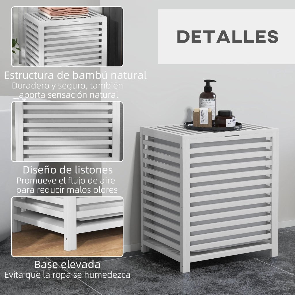 Cesto per Biancheria in Bamb¨´ ¨C zephmum ¨C Bianco 50x36x60 cm