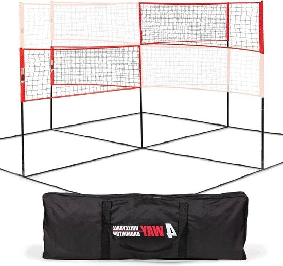 Rete da volley e badminton 4 vie per esterno - adatto per giardino, spiaggia e parco - orientato a est rete da badminton bianca