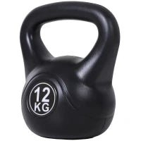 Kettlebell 12kg per Sport e Fitness con Base Piatta e Impugnatura, Kettlebell Pesi per Allenamento Home Gym Casa e Palestra, 27x21x31 cm, Nero