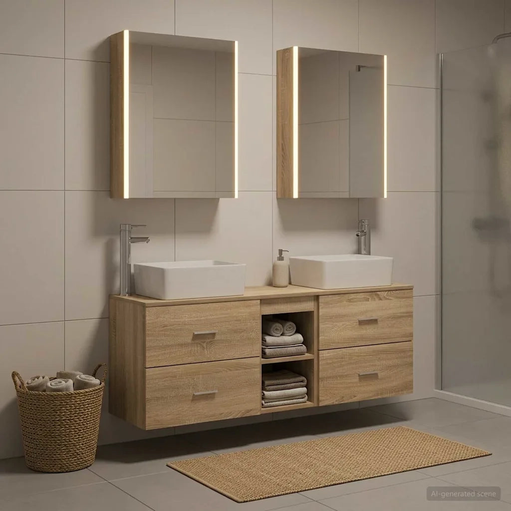 Set di mobili per il bagno 5 pcs Rovere Sonoma 3406849