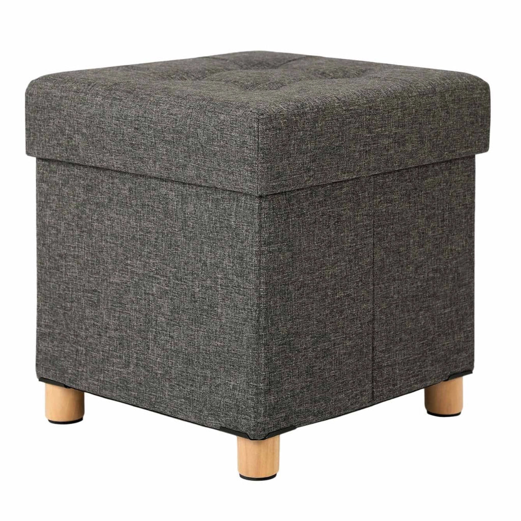 Pouf contenitore contenitore salvaspazio sgabello pieghevole poggiapiedi grigio scuro 12_0007277