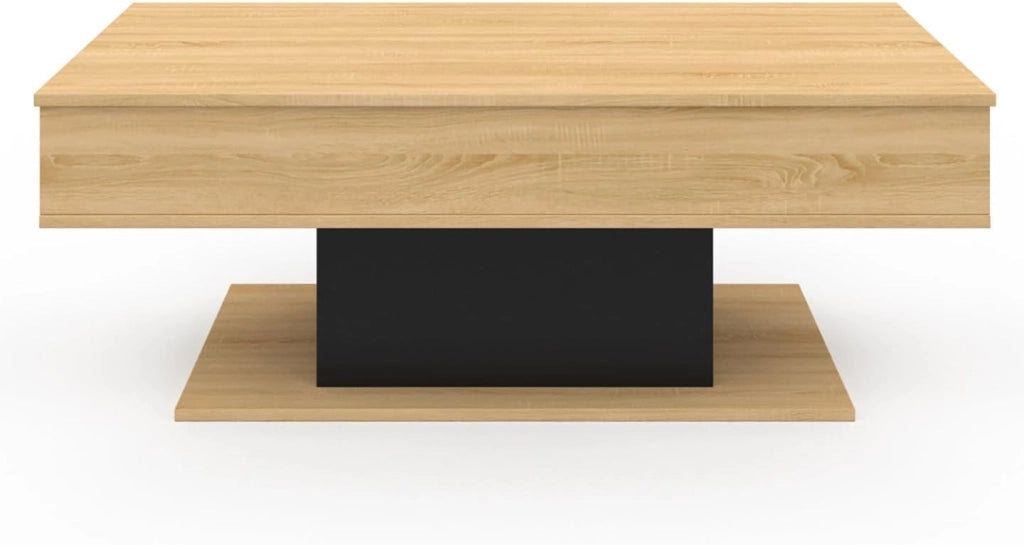 Tavolino rettangolare alzabile in legno e nero EDEN