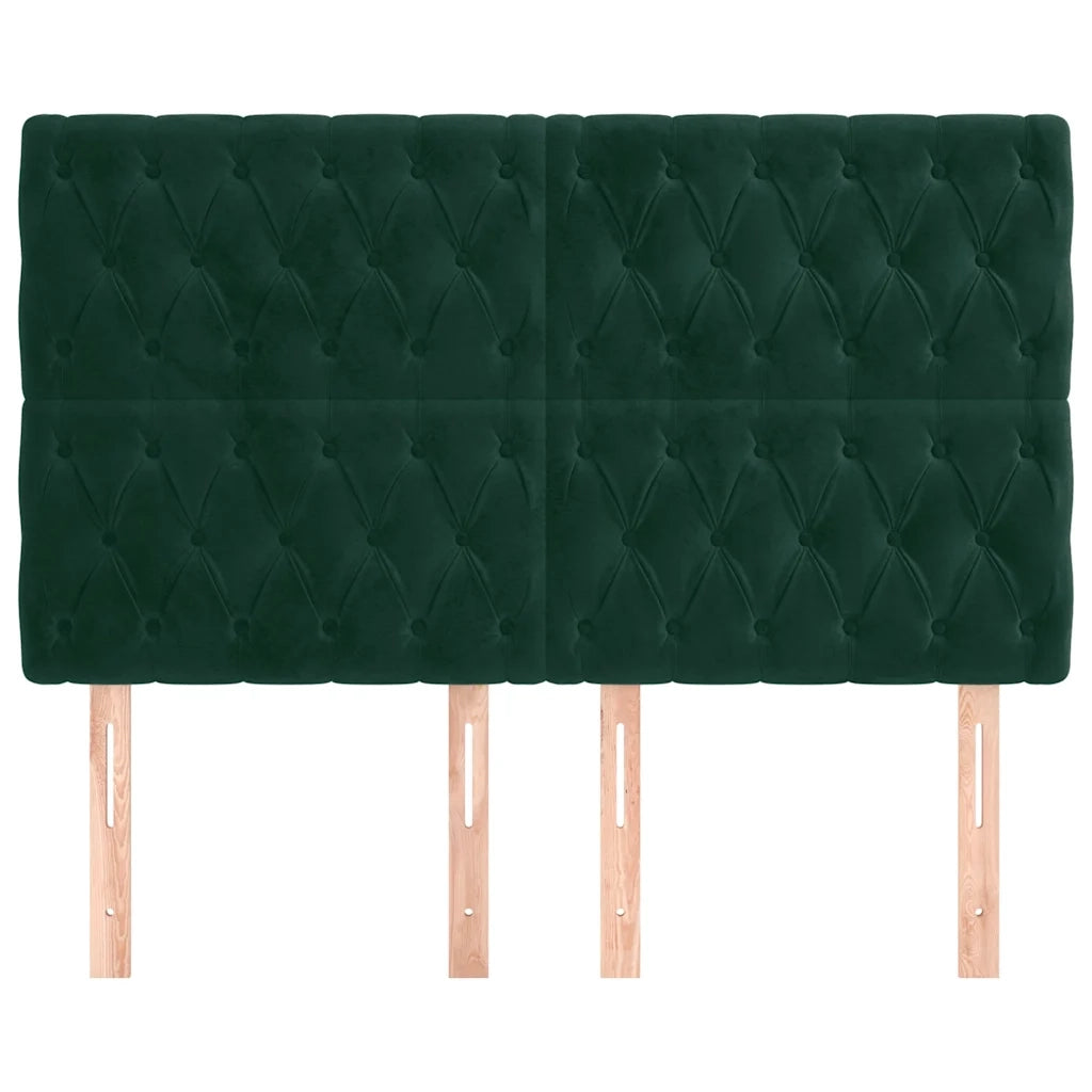 Testiera-Testata-Testiera Decorativa Verde Scuro 160x7x118/128 cm Velluto