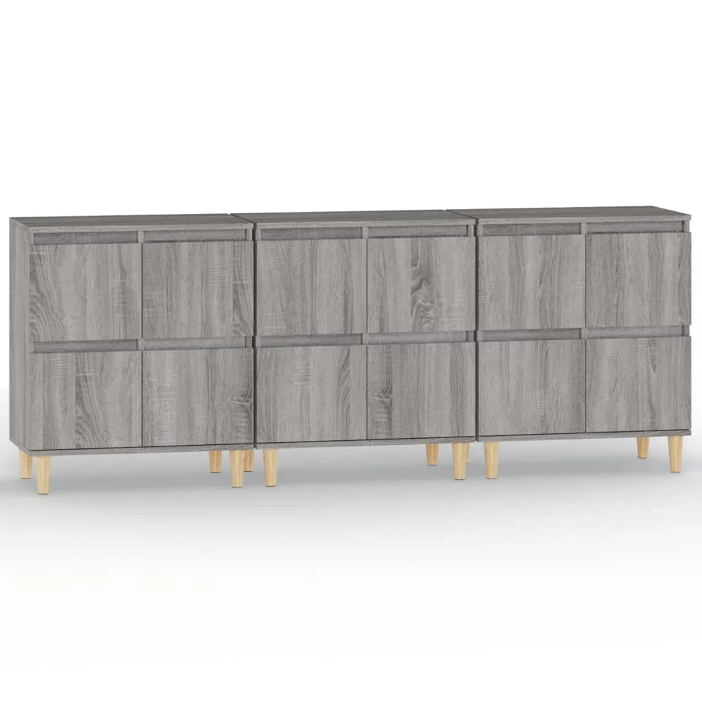 Buffet credenza cassettiera armadio mobile contenitore organizer per cucina soggiorno salotti 3 pezzi rovere Sonoma 60 x 35 x 70 cm legno ingegnerizzato grigio 02_0037170