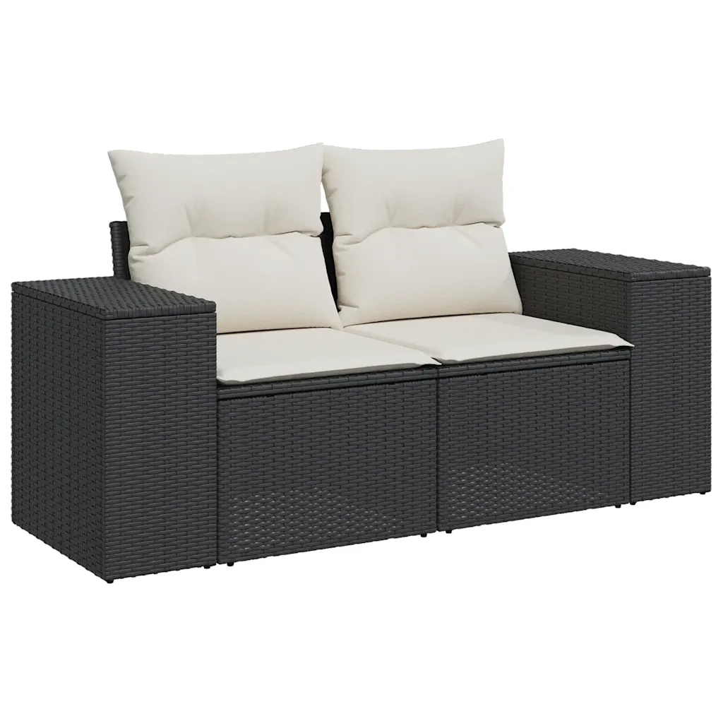 Set Divani da Giardino con Cuscini 7pz Nero Polyrattan 3222865