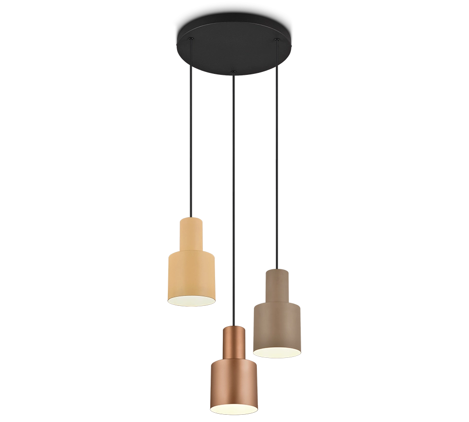 Lampada a sospensione 3 diffusori, metallo, multicolor, 37x150 cm, Agudo