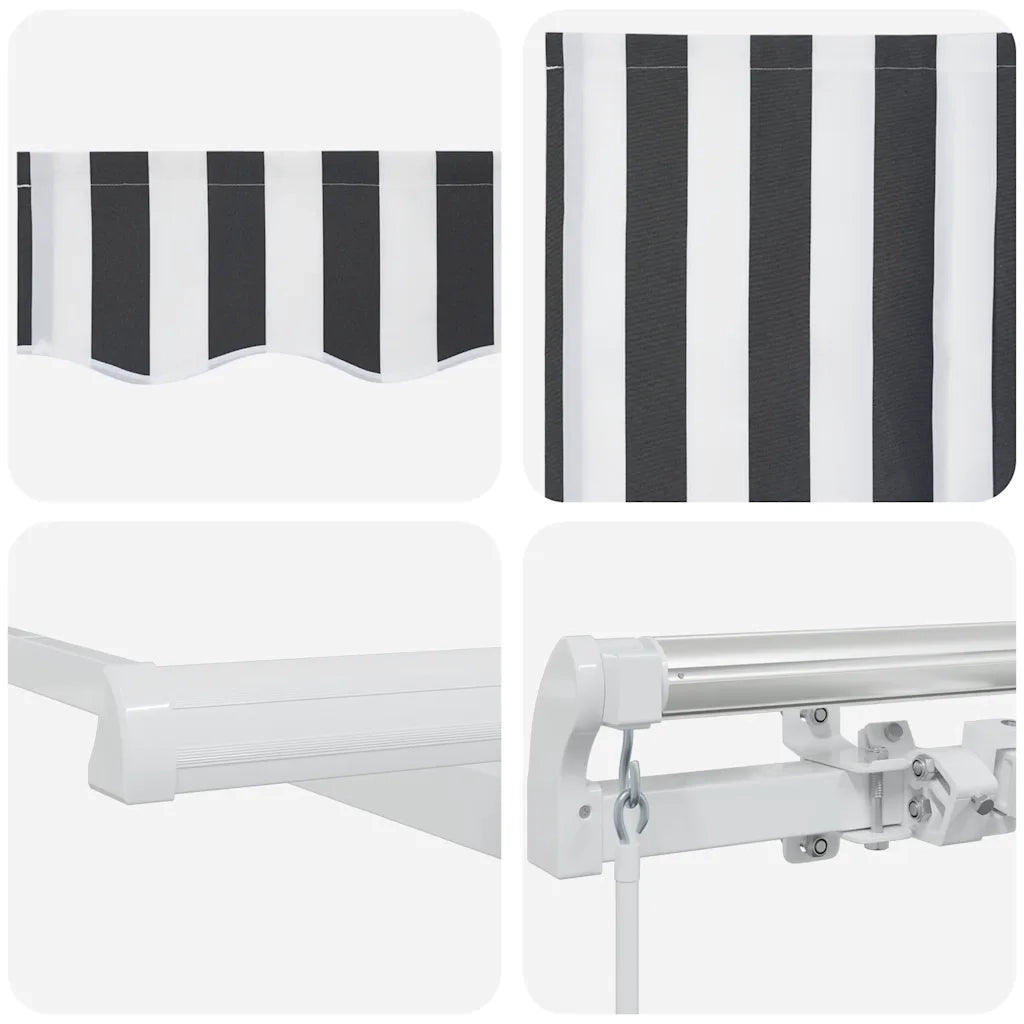 Tenda da Sole Retrattile Manuale Antracite e Bianco 450x300 cm 3216034