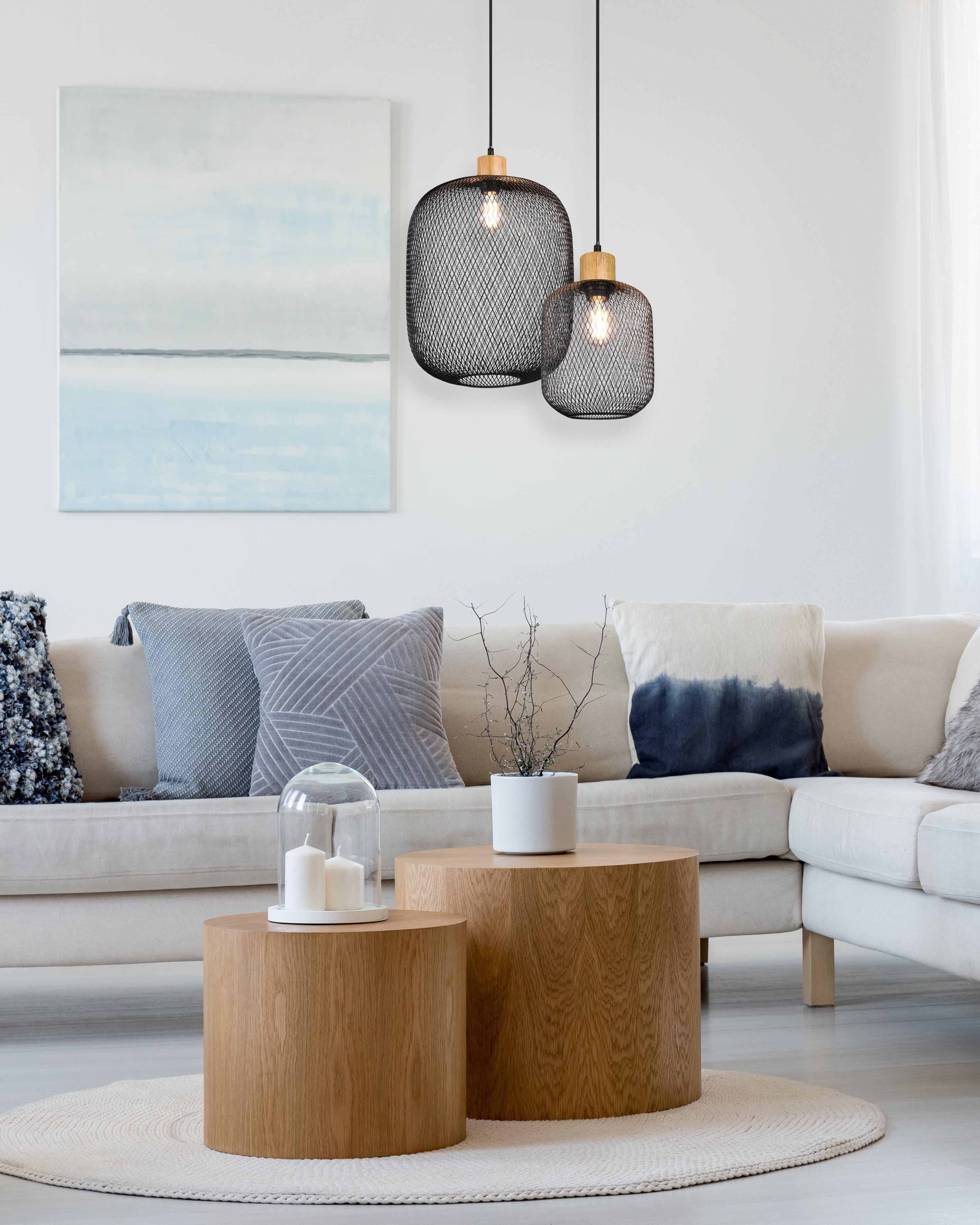 Lampada a Sospensione da Interno   in Metallo Nero Opaco