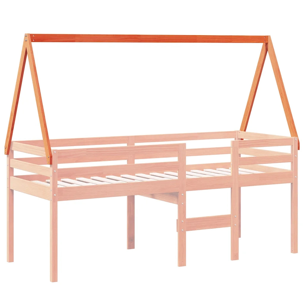 Tetto Letto Bambini Marrone Cera 209x85,5x88 cm Massello Pino