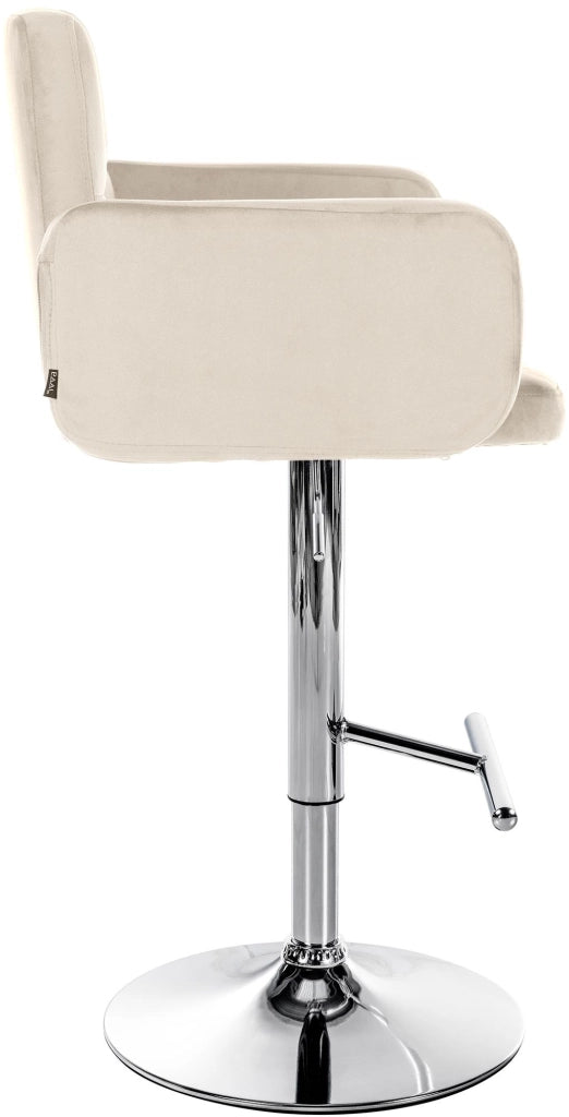 Set di 2 sgabelli da bar Los Angeles in velluto crema,cromo