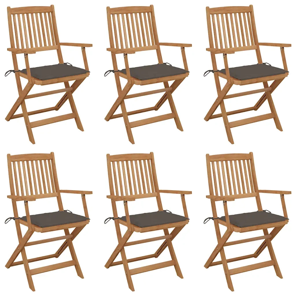 Sedie da Giardino Pieghevoli 6 pz con Cuscini Massello Acacia cod mxl 24023