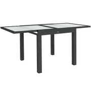 Tavolo da Giardino in Alluminio con Piano in Vetro Temperato, 160 x 80 x 75 cm, Trasparente
