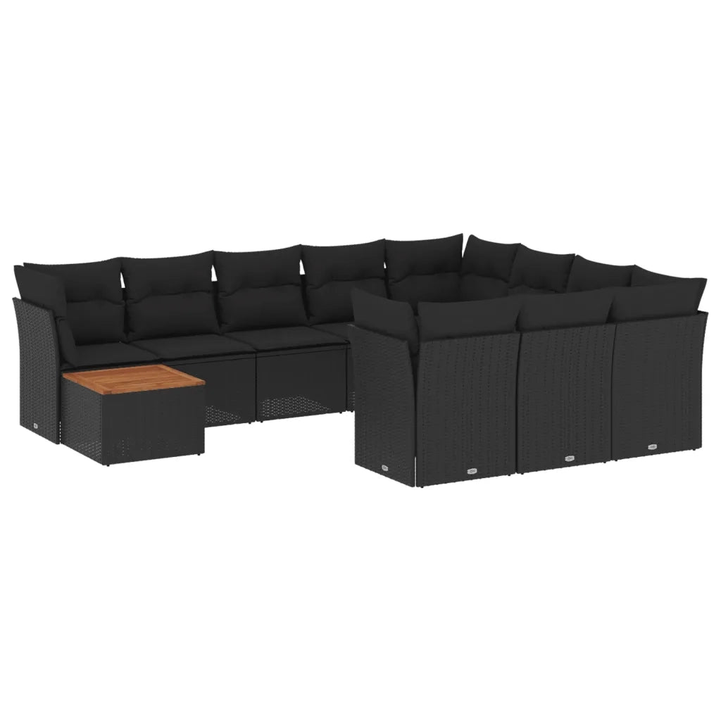 Set Divani da Giardino 11 pz con Cuscini in Polyrattan Nero 3256174