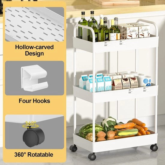 Organizzatore su ruote / Trolley Organizzatore con Ruote per Cucina, Trucco, Bagno, Ufficio