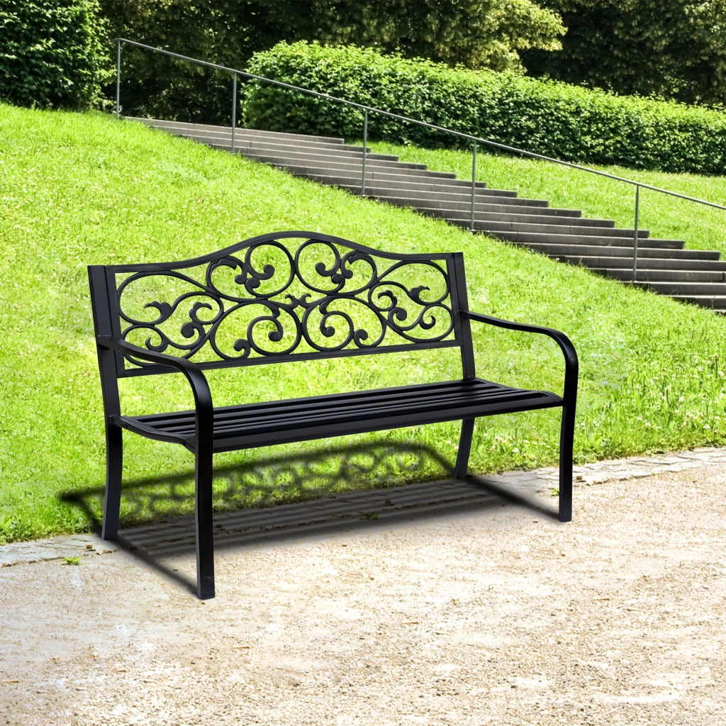 Banco per esterno in acciaio ¨C zephmum ¨C 127x60x89 cm nero