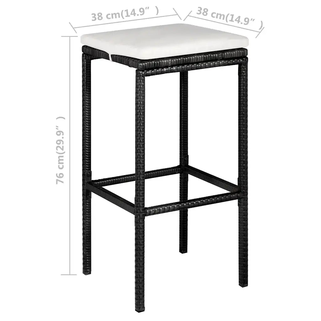 Set da Bar da Giardino 5 pz | Set Salotto da Giardino con Cuscini in Polyrattan Nero