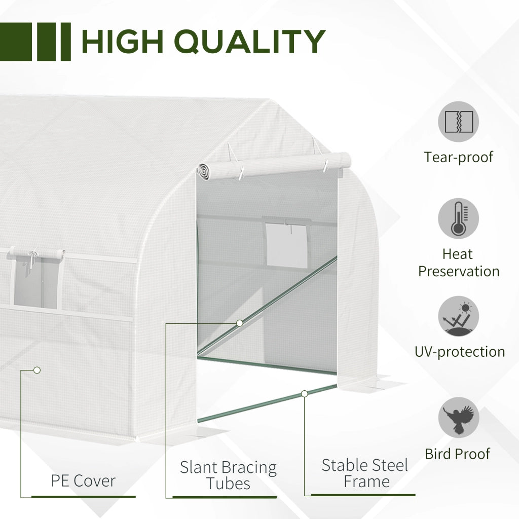 EasyComfort Serra per Orto 6x3x2m con 8 Finestre e Porta Avvolgibile, in Acciaio e PP, Verde