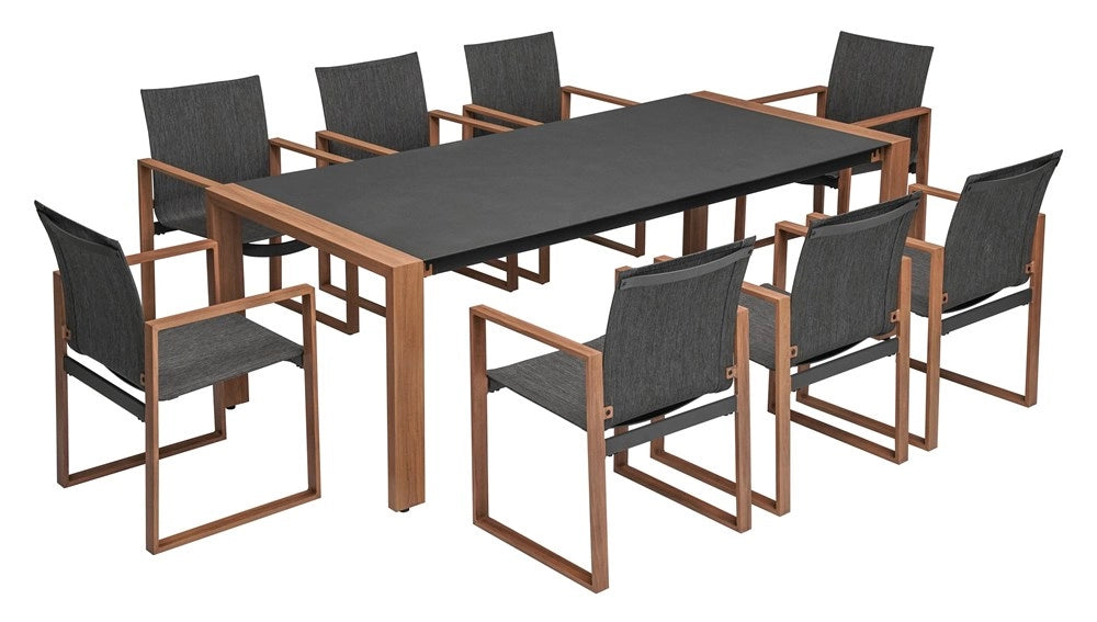 Set da pranzo per giardino DUISBURG per 8 persone tavolo e 8 poltrone antracite e marrone
