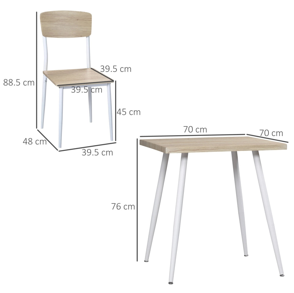 Set tavolo da pranzo con 2 sedie in MDF naturale