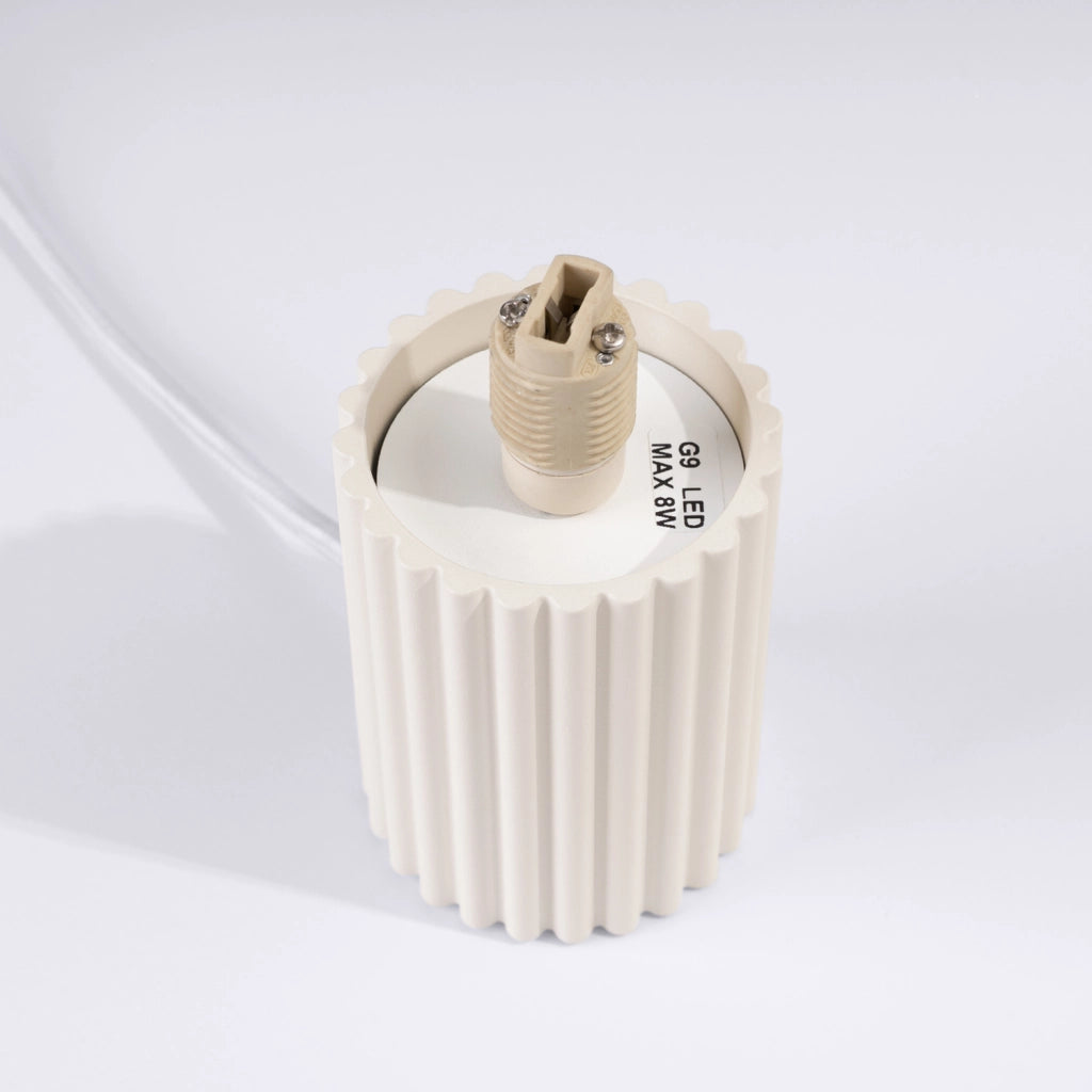 Lampada da tavolo SFERA Pure Lume beige rigata G9 vetro