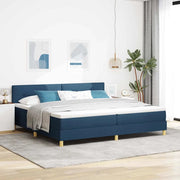 Letto a Sorgente LED con materasso Blu 200 x 200 cm Tessuto