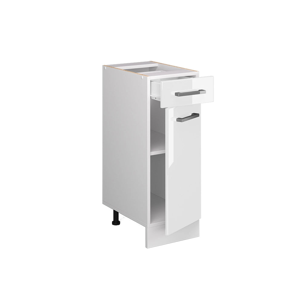 Mobiletto base per cucina R-Line Bianco lucido/Bianco 30 cm senza piano di lavoro Vicco