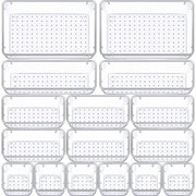 Organizzatore di carreggiata 16-delig - Cassa di archiviazione - Organizzatore sovrapposto - Materiale trasparente in plastica - Per trucco/bureau/bagno - Sistema di risparmio di spazio
