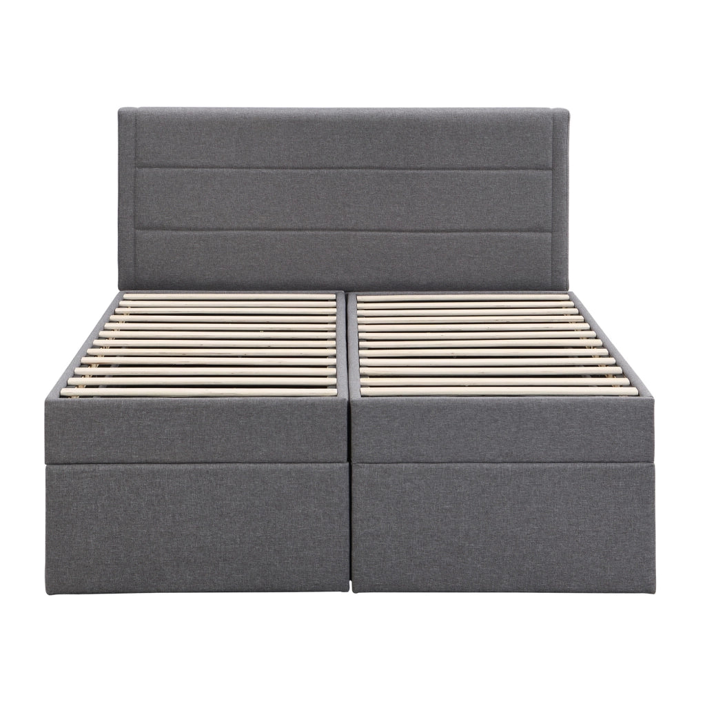 Letto 140x200 cm con contenitore e apertura bilaterale in legno; MDF; metallo e lino