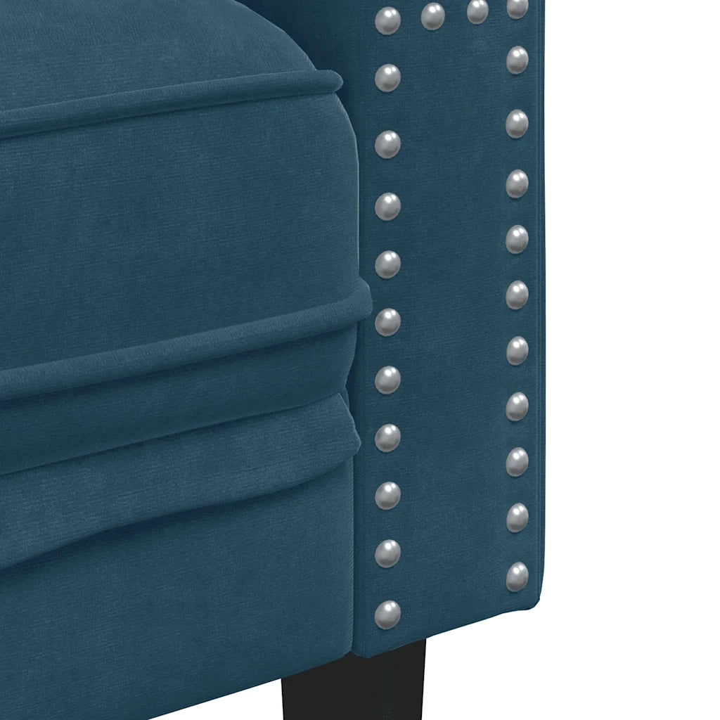 vidaXL Poltrona Chesterfield Blu in Velluto