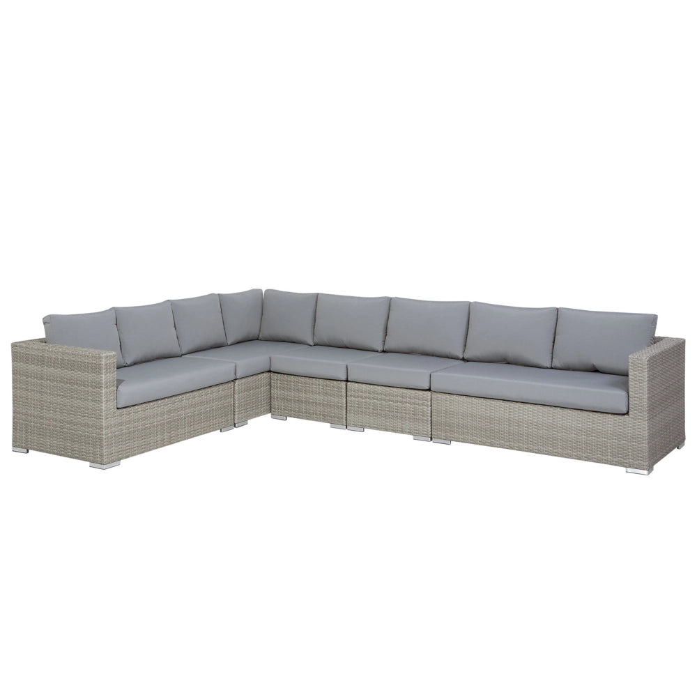 Set di divani ad angolo da giardino cuscini in rattan sintetico grigio 8 posti con tavolo e poltrona set di conversazione