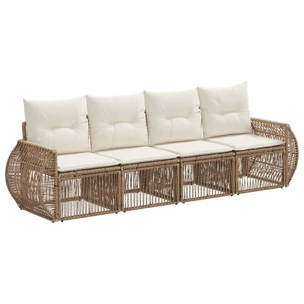 Set Divano da Giardino 4 pcs Beige e Bianco Crema polyrattan 3435342