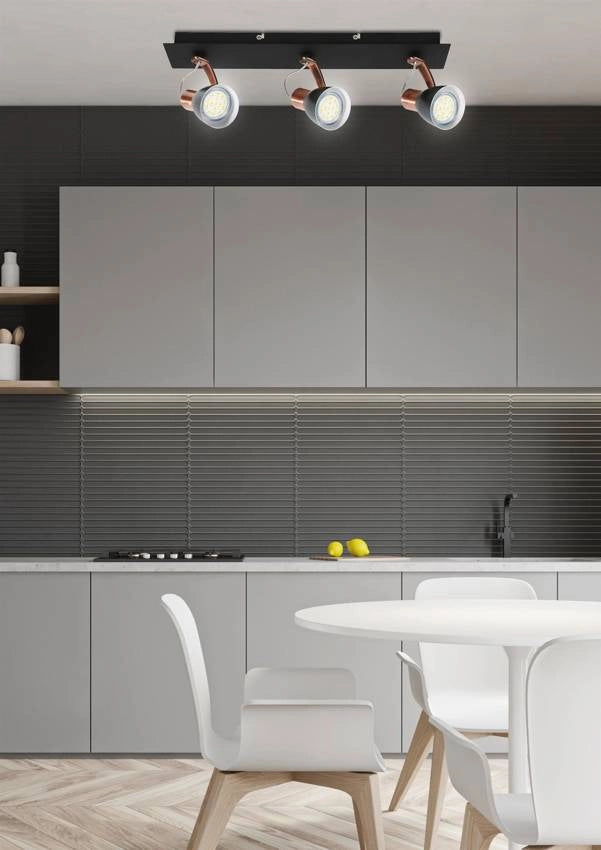 Plafoniera spot Candellux Markus 3xGU10 nero rame metallo