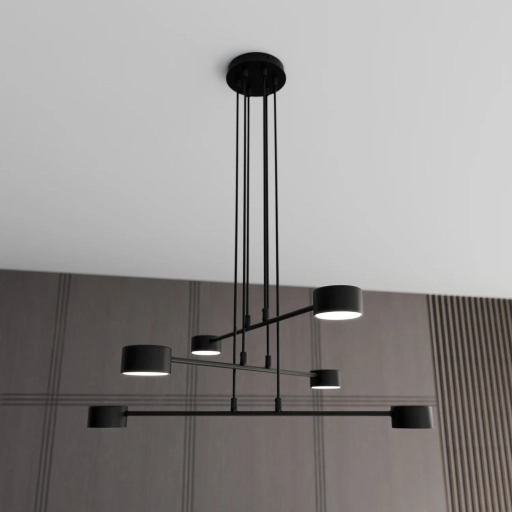 Sospensione Moderna Tefnut 6 Luci In Acciaio Nero