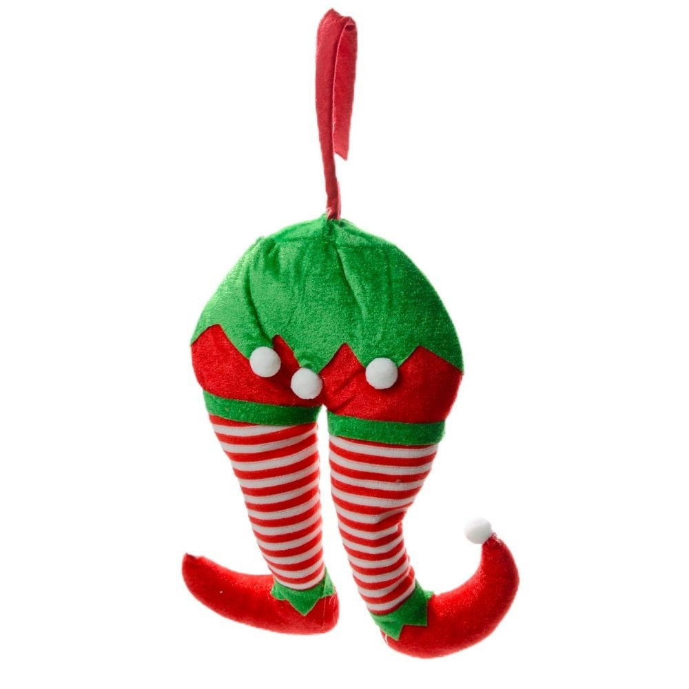 Trade Shop - Decorazioni Di Natale Gambe Elfo Righe Addobbo Per Albero Di Natale Dim. 15x20h -