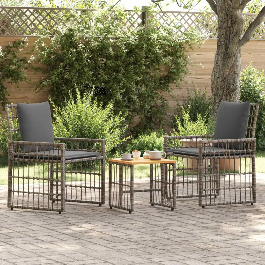 Set di Mobili da Esterno 3 pz | Set Salotto da Giardino Nero e Grigio scuro