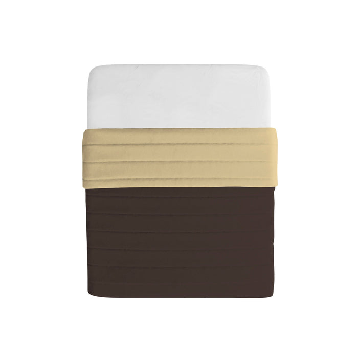 Trapuntino Double Face Singolo 100gr Tinta Unita in Microfibra Marrone/Panna