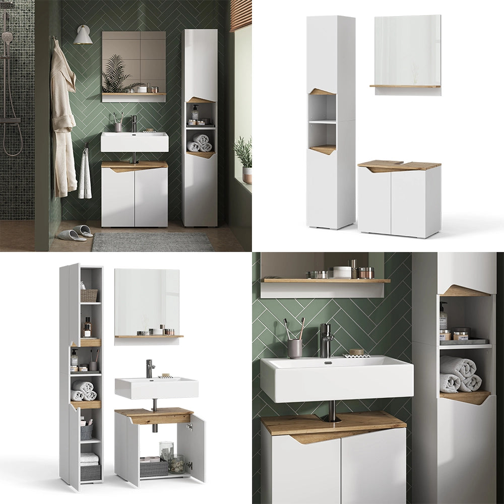 Vicco Set di mobili da bagno Bianco 3 parti, con colonna